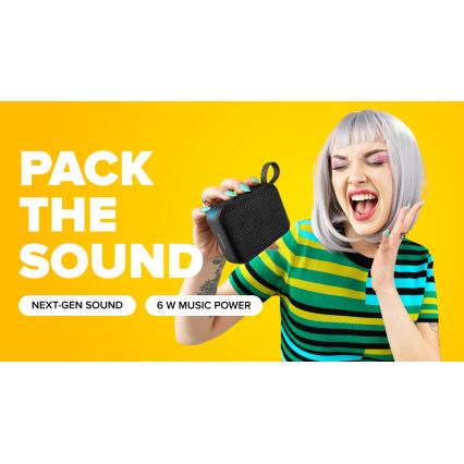 Niceboy Atom 4 - LED Kabelloser Lautsprecher mit Mikrofon 6W/1000 mAh IP67 schwarz