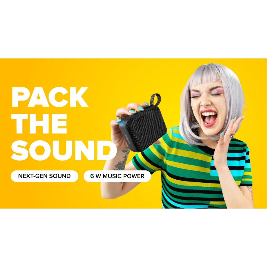 Niceboy Atom 4 - LED Kabelloser Lautsprecher mit Mikrofon 6W/1000 mAh IP67 schwarz