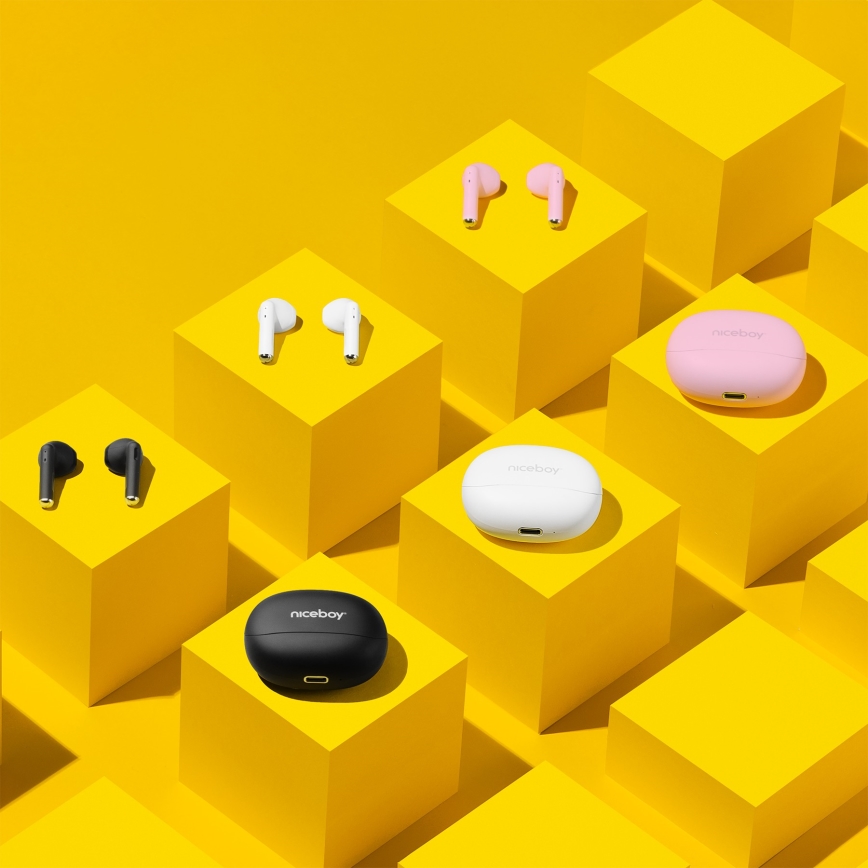 Niceboy Beans 4 - Kabellose In-Ear-Kopfhörer 300 mAh + 2x 35 mAh IPX4 rosa