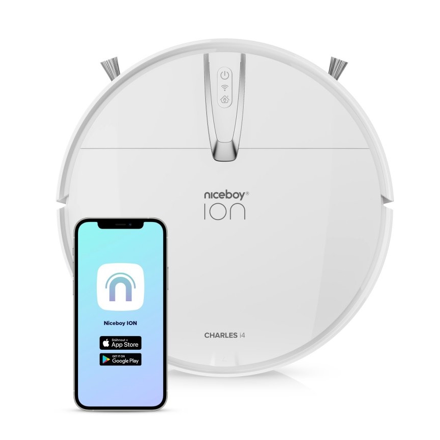 Niceboy ION Charles i4 - Intelligenter 2-in-1 Saugroboter 4400 mAh Wi-Fi Weiß + Fernbedienung