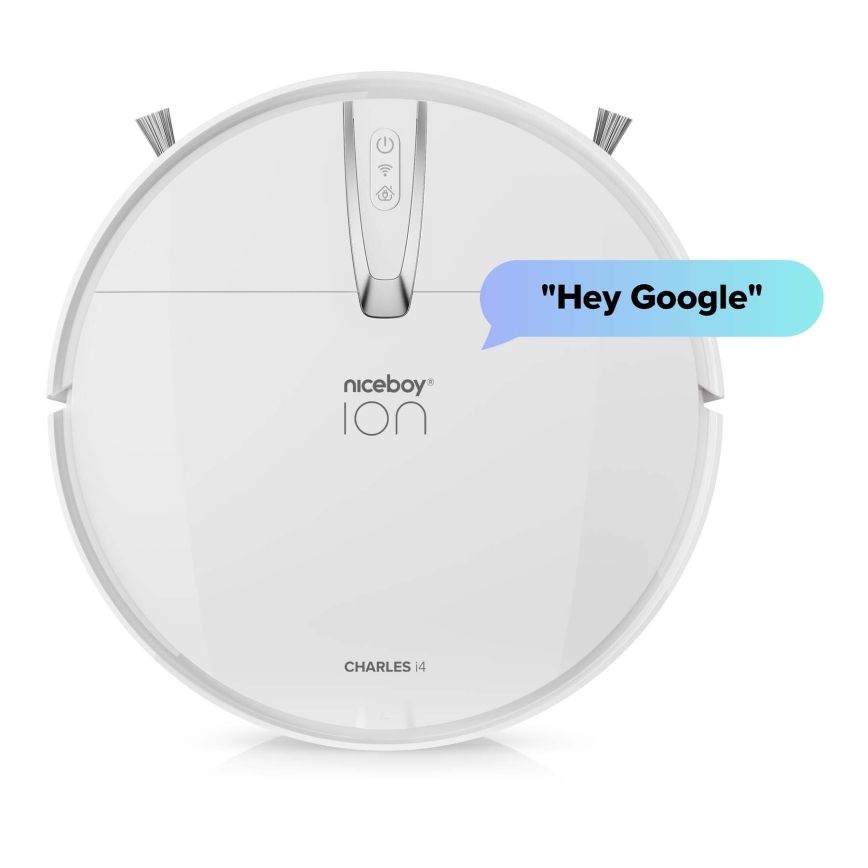 Niceboy ION Charles i4 - Intelligenter 2-in-1 Saugroboter 4400 mAh Wi-Fi Weiß + Fernbedienung