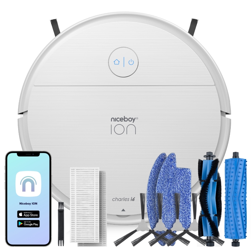 Niceboy ION Charles i6 - Smart-Staubsaugerroboter  2in1 2600 mAh Wi-Fi weiß