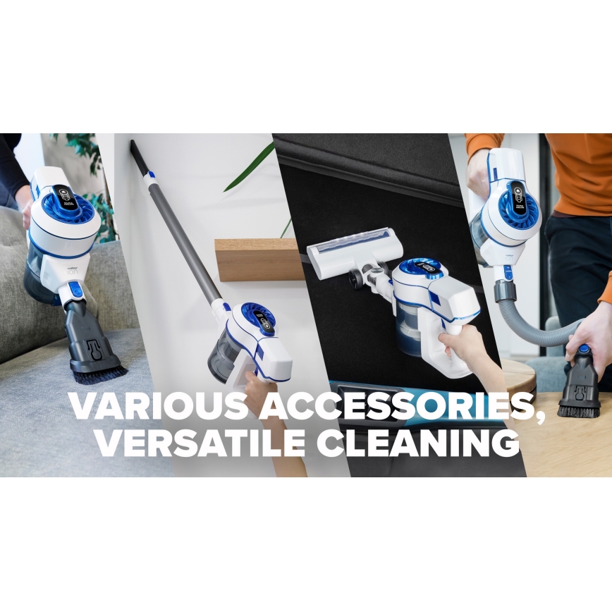 Niceboy ION Hurricane H5 - Kabelloser 2-in-1 Stielsauger 150W/2200 mAh Weiß/Blau