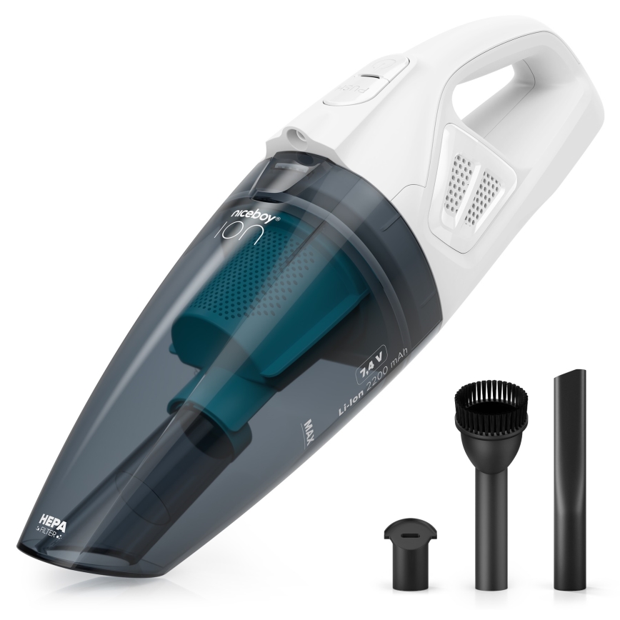 Niceboy ION Hurricane R1 - Aufladbarer Handstaubsauger 50W/2200 mAh weiß/blau