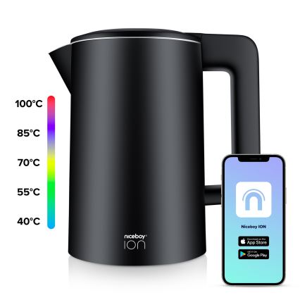 Niceboy ION SmartKettle - Smart-Wasserkocher mit Thermoregulierung 1,7 l 2200W/230V Wi-Fi schwarz