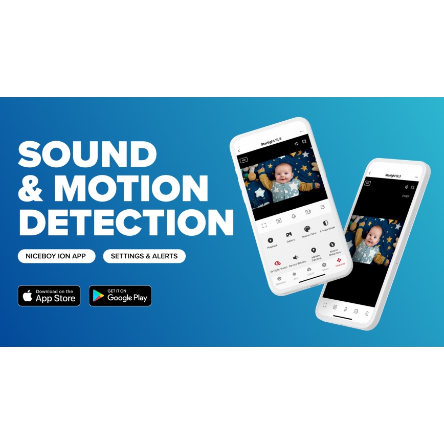 Niceboy ION Starlight SL3 - Smart-Babyfon mit Kamera Full HD 1080p 5V Wi-Fi
