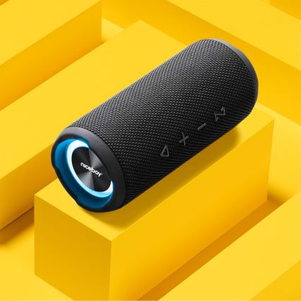 Niceboy Nexus - LED kabelloser Lautsprecher mit Mikrofon 26W/4000 mAh IPX6 schwarz