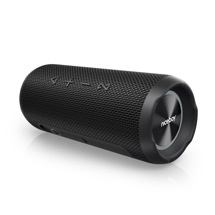 Niceboy Nexus - LED kabelloser Lautsprecher mit Mikrofon 26W/4000 mAh IPX6 schwarz