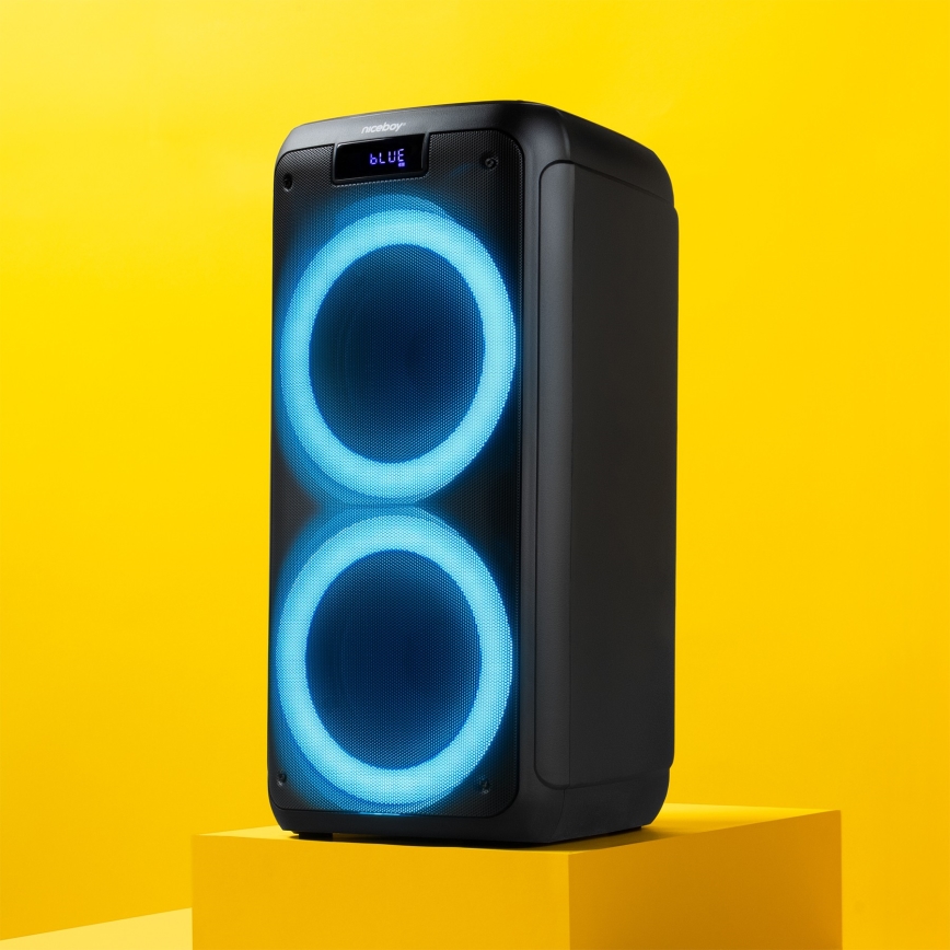 Niceboy PARTY Boss 2 - LED kabelloser Lautsprecher mit Mikrofon und Powerbank-Funktion 200W/4500 mAh + Fernbedienung