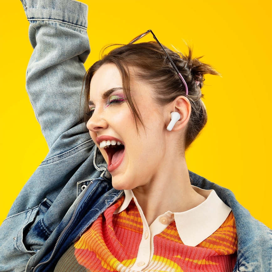 Niceboy Pins 4 - Kabellose Kopfhörer mit ANC 400 mAh + 2x 50 mAh IPX4 Weiß