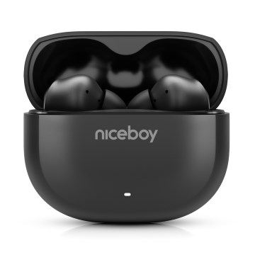 Niceboy Pins 4 - Kabellose Kopfhörer mit ANC 400 mAh + 2x 50 mAh IPX4 Schwarz