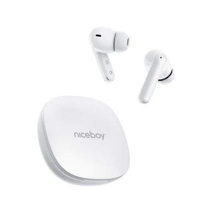 Niceboy Pins 4 PRO - Kabellose Kopfhörer mit ANC 380 mAh + 2x 35 mAh IP54 Weiß