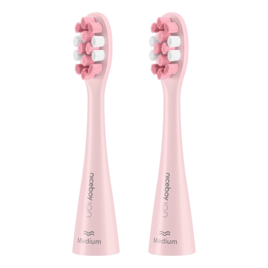 Niceboy - SET 2x Ersatzbürstenkopf Medium für Zahnbürste ION Sonic und SmartSonic rosa