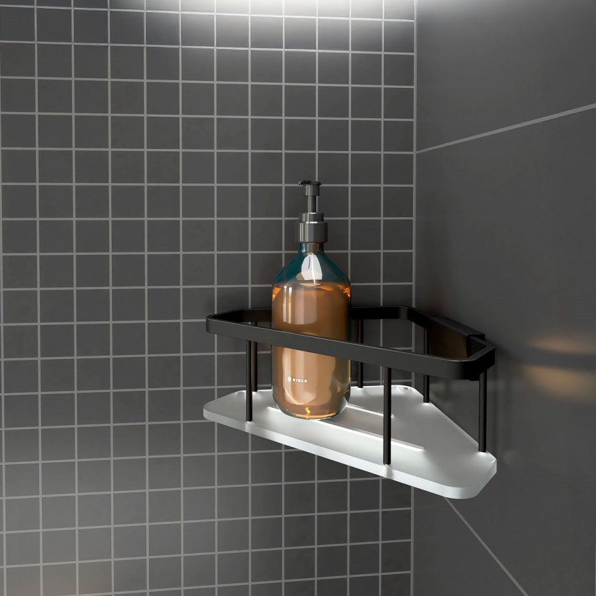 NIMCO Ki-14003-B-90 - Wandablage für Dusche KIBO matt schwarz/weiß