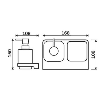 NIMCO MA 2905831K-T-26 - Wandmontierter Seifenspender und Zahnbürstenhalter MAYA 320 mm weiß/glänzendes Chrom