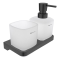 NIMCO MAC 2905831C-T-90 - Wandmontierter Seifenspender und Zahnbürstenhalter MAYA 320 mm matt Glas/matt schwarz