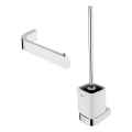 NIMCO NK Set-94KN-26 - Toilettenbürste wandmontiert und Toilettenpapierhalter NIKAU weiß/glänzendes Chrom
