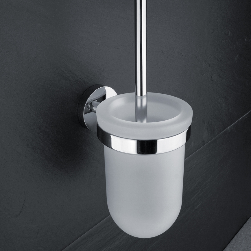 NIMCO UN Set-94WN-26 - Toilettenbürste wandmontiert und Toilettenpapierhalter UNIX glänzendes Chrom