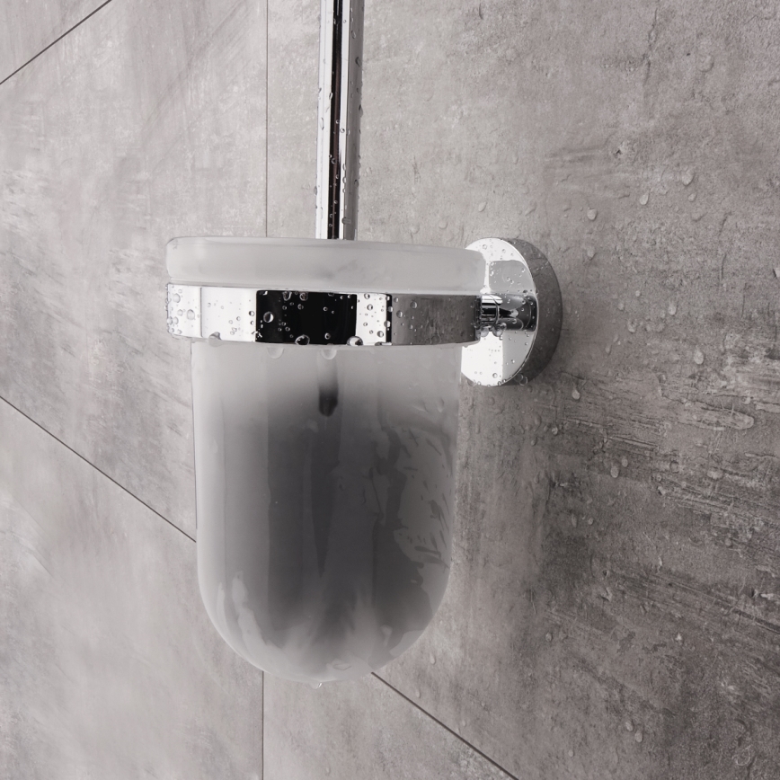 NIMCO UN Set-94WN-26 - Toilettenbürste wandmontiert und Toilettenpapierhalter UNIX glänzendes Chrom