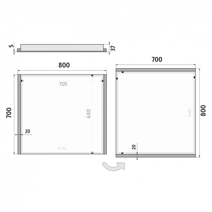 NIMCO ZP 11003 - LED-Badezimmerspiegel mit Hintergrundbeleuchtung LED/21W/230V 6500K 70x80 cm IP44
