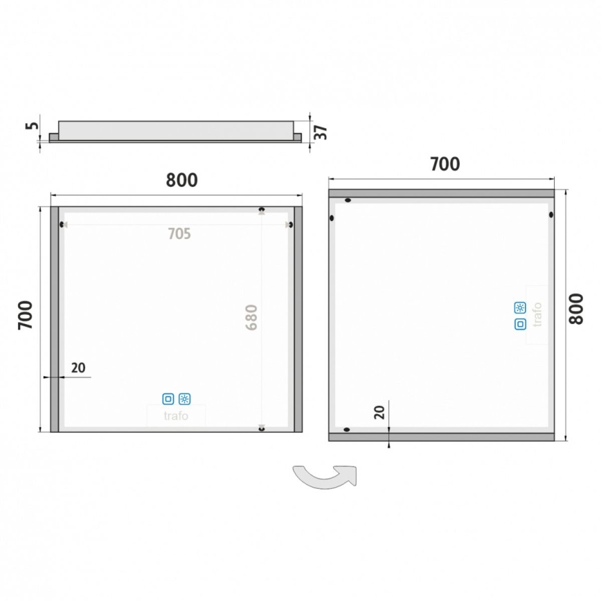 NIMCO ZP 11003VX - Dimmbarer LED-Badezimmerspiegel mit Hintergrundbeleuchtung LED/21W/230V 3000-6500K 70x80 cm IP44