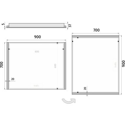 NIMCO ZP 11019 - LED-Badezimmerspiegel mit Hintergrundbeleuchtung LED/21W/230V 6500K 70x90 cm IP44