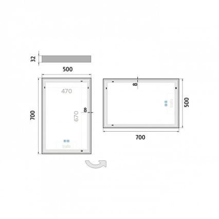 NIMCO ZP 13001VX - Dimmbarer LED-Badezimmerspiegel mit Hintergrundbeleuchtung LED/35W/230V 3000-6500K 70x50 cm IP44