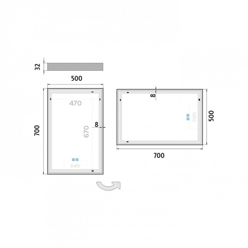 NIMCO ZP 13001VX - Dimmbarer LED-Badezimmerspiegel mit Hintergrundbeleuchtung LED/35W/230V 3000-6500K 70x50 cm IP44