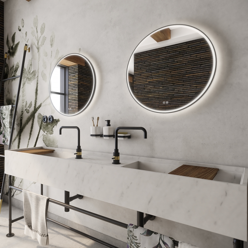 NIMCO ZPC 28000RVX-90 - Dimmbarer, hinterleuchteter LED-Badezimmerspiegel LED/26W/230V 3000–6500K Ø 60 cm matt schwarz IP44