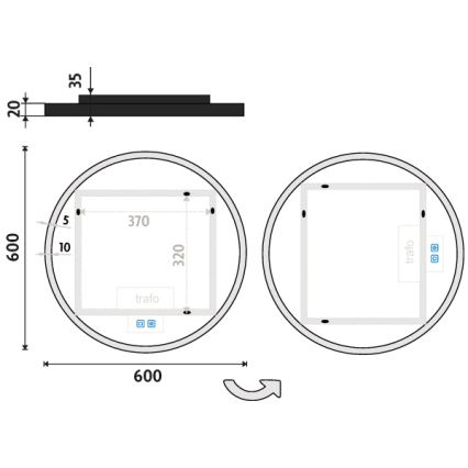 NIMCO ZPC 28000RVX-90 - Dimmbarer, hinterleuchteter LED-Badezimmerspiegel LED/26W/230V 3000–6500K Ø 60 cm matt schwarz IP44