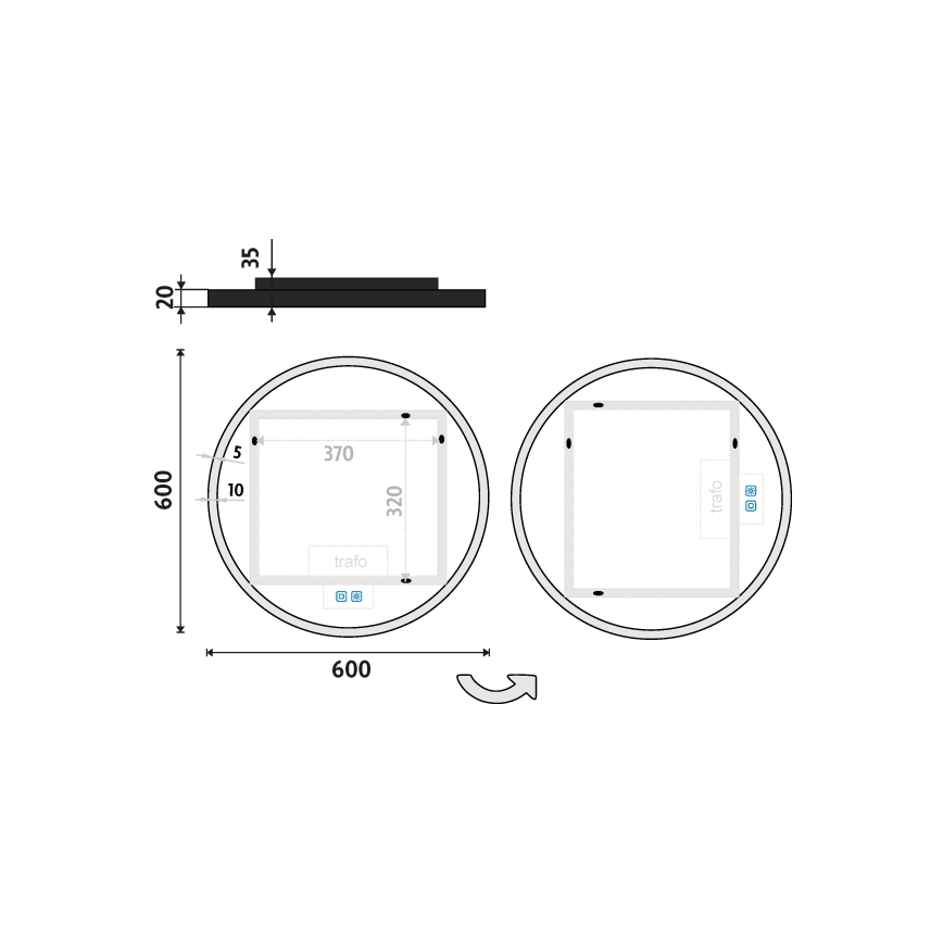 NIMCO ZPC 28000RVX-90 - Dimmbarer, hinterleuchteter LED-Badezimmerspiegel LED/26W/230V 3000–6500K Ø 60 cm matt schwarz IP44