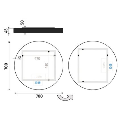 NIMCO ZPC 31001RVX-90 - Dimmbarer LED-Badezimmerspiegel mit Hintergrundbeleuchtung LED/22W/230V 3000-6500K d 70 cm matt schwarz IP44