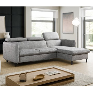 NISA Ecksofa mit Schlaffunktion und Stauraum, L-Form, grau, rechts