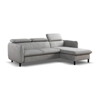 NISA Ecksofa mit Schlaffunktion und Stauraum, L-Form, grau, rechts