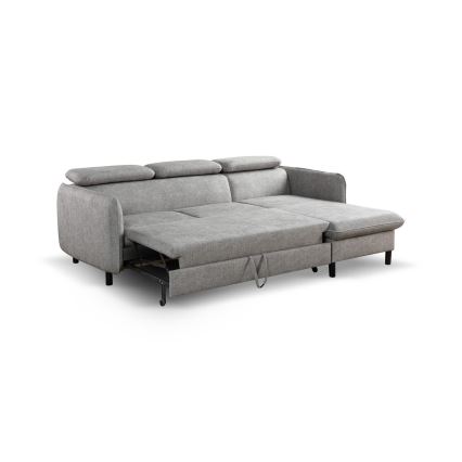 NISA Ecksofa mit Schlaffunktion und Stauraum, L-Form, grau, rechts