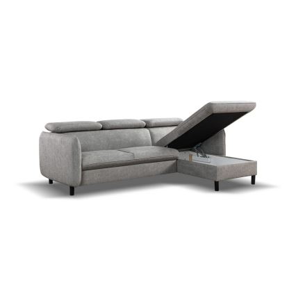 NISA Ecksofa mit Schlaffunktion und Stauraum, L-Form, grau, rechts