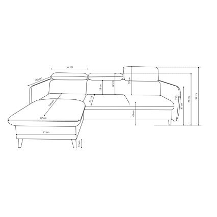 NISA Ecksofa mit Schlaffunktion und Stauraum, L-Form, grau, rechts