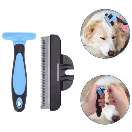 Nobleza - Bürste für Hunde und Katzen blau 10,5 cm