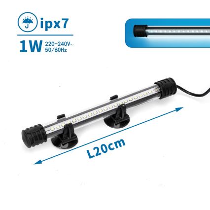 Nobleza - LED Aquarium-Beleuchtung LED/1W/230V IPX7 20 cm