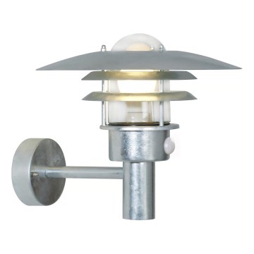 Nordlux - Außenwandleuchte mit Sensor LONSTRUP 1xE27/60W/230V IP44 silber