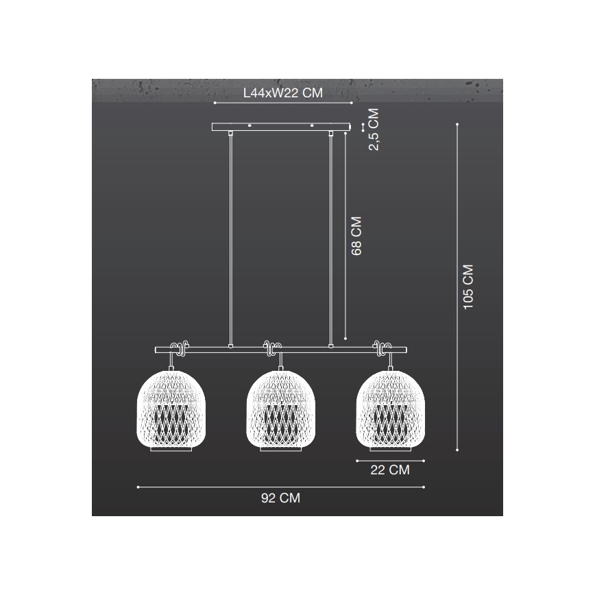 Nordlux - Hängeleuchte an Schnur HISOKA 3xE27/40W/230V schwarz/Bambus