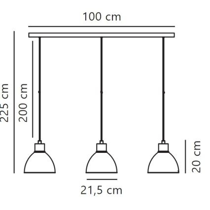 Nordlux - Hängeleuchte an Schnur POP 3xE27/40W/230V schwarz/golden
