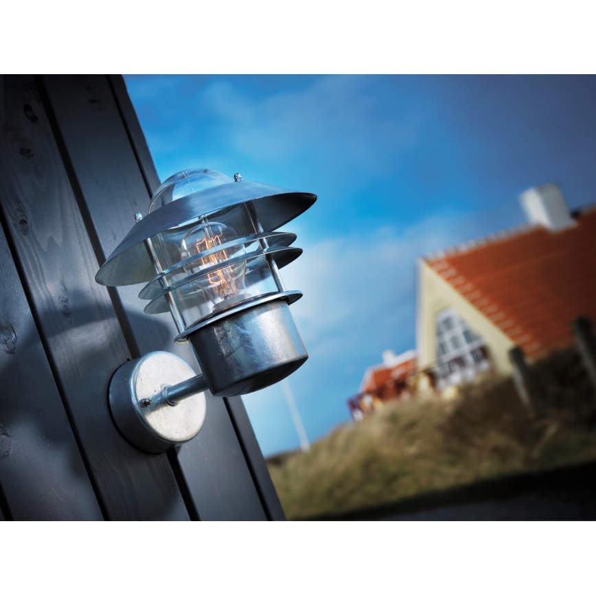 Nordlux - Outdoor-Wandleuchte BLOKHUS 1xE27/60W/230V IP54 silbern