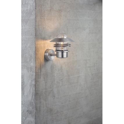 Nordlux - Outdoor-Wandleuchte BLOKHUS 1xE27/60W/230V IP54 silbern