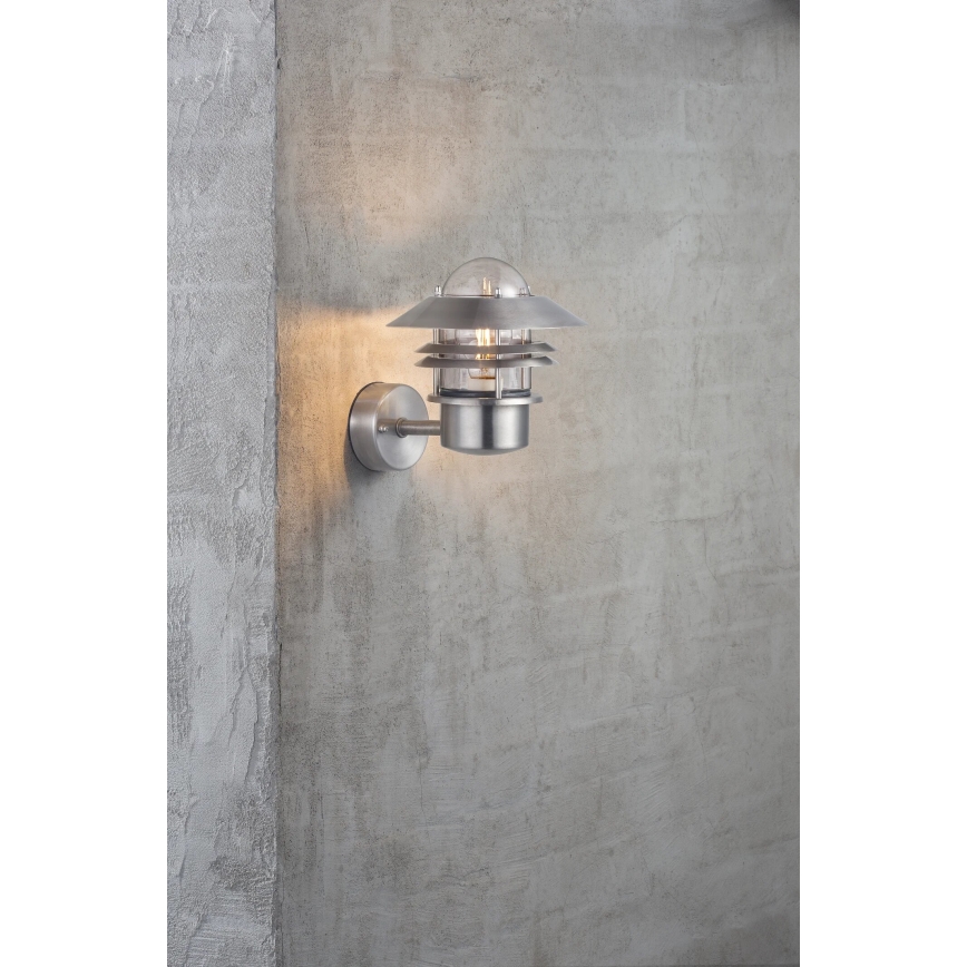 Nordlux - Outdoor-Wandleuchte BLOKHUS 1xE27/60W/230V IP54 silbern