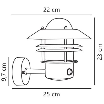 Nordlux - Outdoor-Wandleuchte mit Sensor BLOKHUS 1xE27/60W/230V IP54