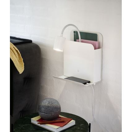 Nordlux - Wandstrahler mit Ablage und USB ROOMI 1xGU10/8W/230V weiß