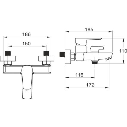 Novaservis - Badewannenarmatur METALIA glänzendes Chrom