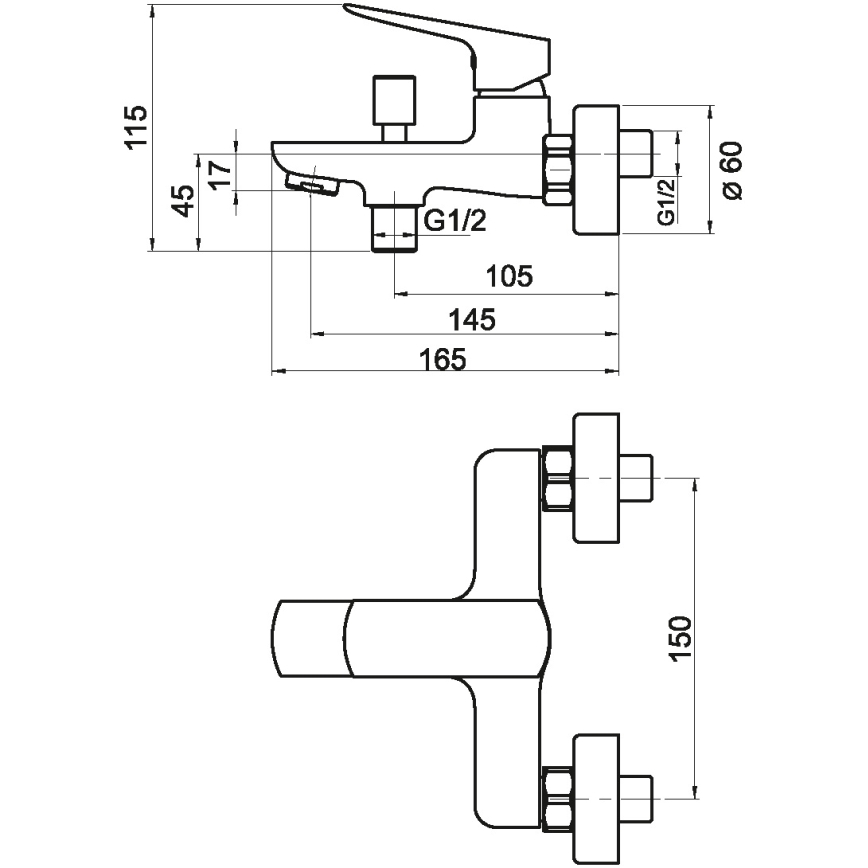Novaservis - Badewannenarmatur NOBLESS EGO glänzendes Chrom