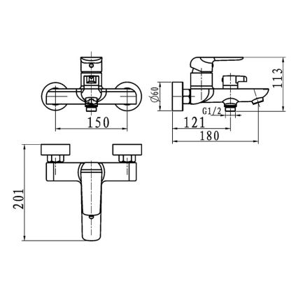 Novaservis - Badewannenarmatur NOBLESS TINA Hochglanz-Chrom